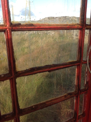 The view from inside the phone box.